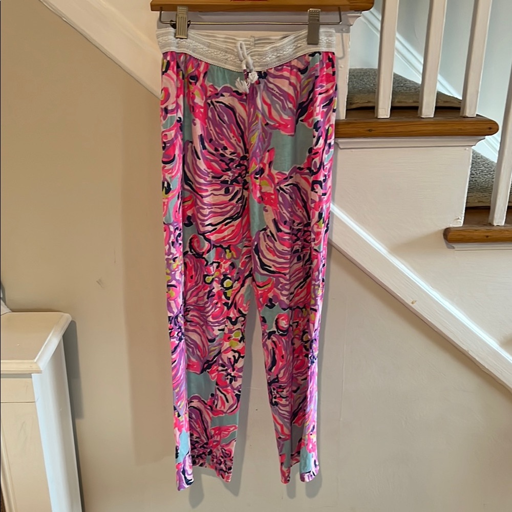 Lilly Floral Pink wide leg pants